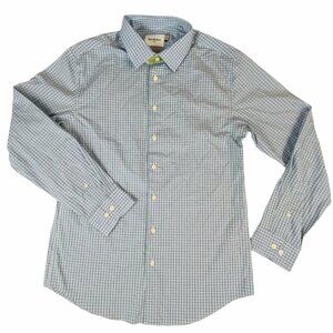 Goodfellow & Co Mens Plaid Blue Button-Up Long Sleeve Shirt M 15-15.5 Cotton Ble